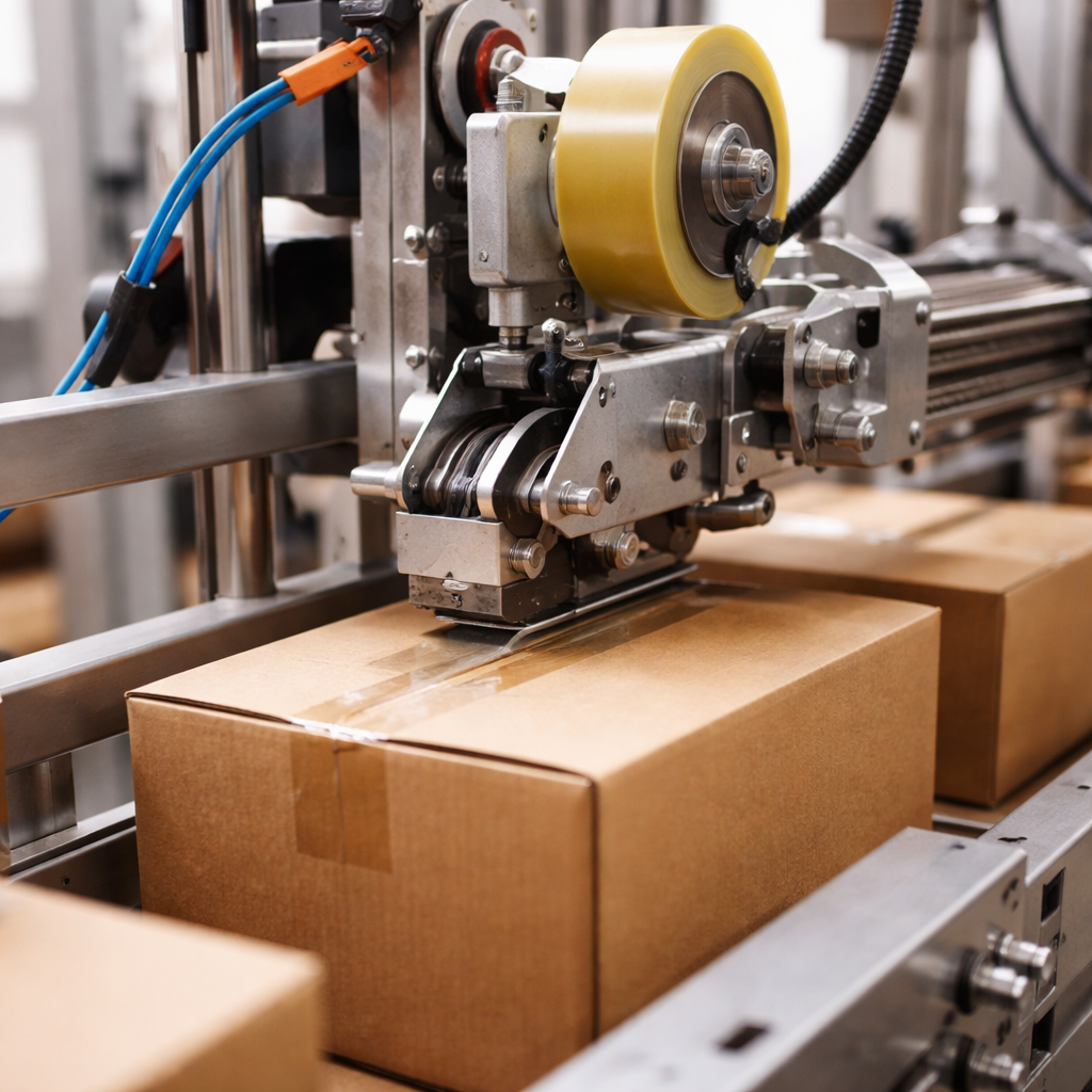 maszyna pakująca kartony automatycznie w akcji